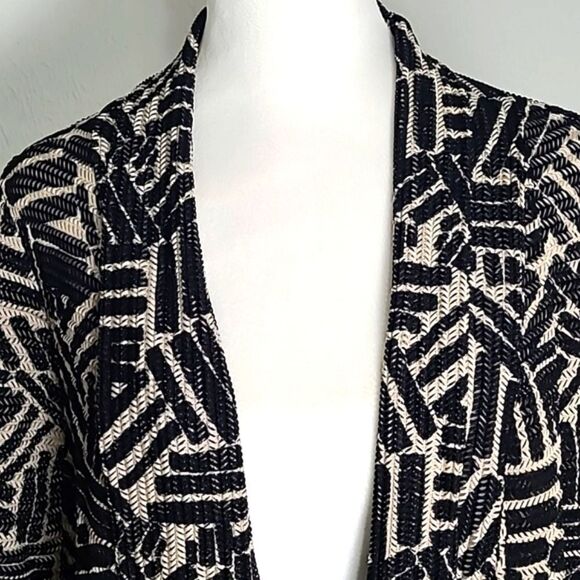 PerSeption Concept Beige & Black Print Waterfall Cardigan, Size XL - Picture 3 of 10